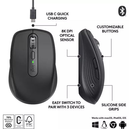 Logitech MX Anywhere 3S Wireless Mouse - Graphite