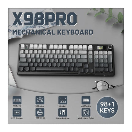 ATTACK SHARK X98PRO Tri-Mode (USB-C/2.4G Wireless/Bluetooth) 99% Wireless Mechanical Gaming Keyboard with 1.5" LED Matrix Screen & Knob
