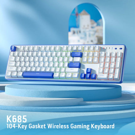 Redragon FAYE K685 PRO 104 Keys, 3-Modes, 100% Wireless Gasket RGB Mechanical Gaming Keyboard, Linear Red Switch - Klein Blue/Oia White