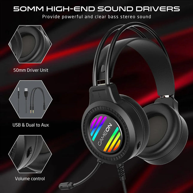 GAMEON GOT100 Ravenstrike RGB Gaming Headset - Black