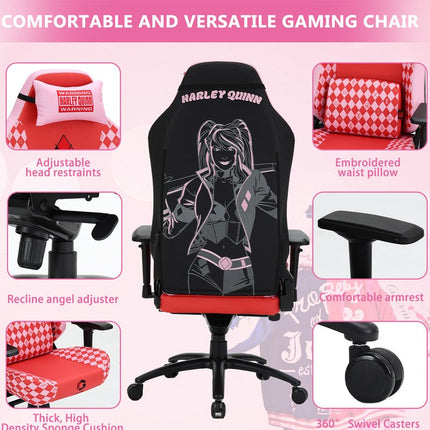 GAMEON Licensed Gaming Chair With Adjustable 4D Armrest & Metal Base - Harly Quinn