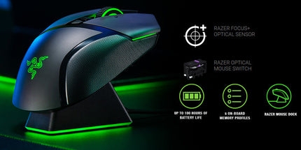 Razer Basilisk Ultimate Wireless Gaming Mouse with Charging Station - Black