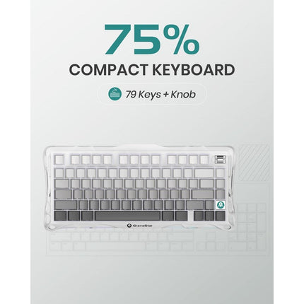 GravaStar Mercury K1 75% Wireless Mechanical Gaming Keyboard - Gradient White