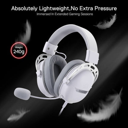 Redragon AURORA H376WG Aurora, 7.1 Surround Sound, Over-Ear Wired Gaming Headset - White