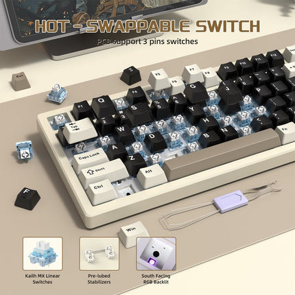 ATTACK SHARK X75 Tri-Mode (USB-C/2.4G /Bluetooth) 75% Wireless Gasket Mechanical Full Aluminum Gaming Keyboard