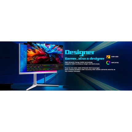 GAMEON GOA24FHD190IPS Artic Pro Series 24" FHD, 190 Hz, MPRT 0.5 ms, Fast IPS Gaming Monitor (Support PS5) - White