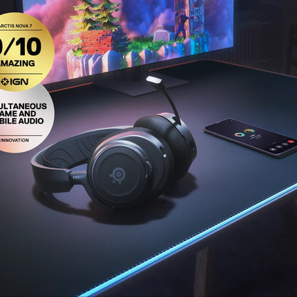 SteelSeries Arctis Nova 7 WIRELESS Gaming Headset for PC, Playstation & Xbox, USB-C dongle, Black
