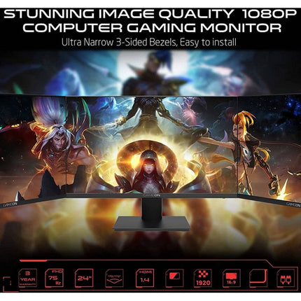 GAMEON GOB24FHD75IPS 24" FHD, 75Hz, 4ms, Flat IPS Gaming Monitor With G-Sync & Free Sync - Black