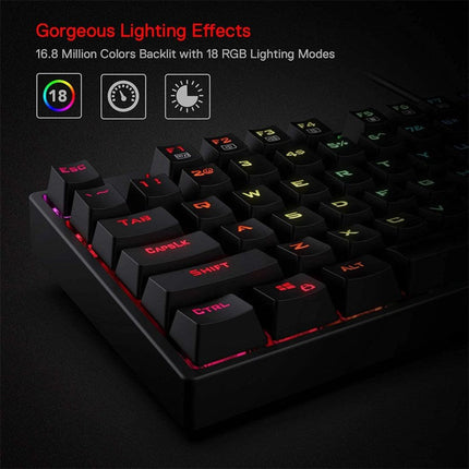Redragon SURARA K582 RGB Wired Mechanical Gaming Keyboard (Quiet-Red Switches) - Black