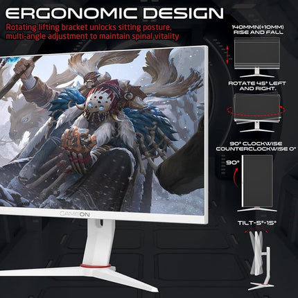 GAMEON GOA24FHD360IPS Artic Pro Series 24" FHD, 360Hz, 0.5ms, HDMI 2.1, Fast IPS Gaming Monitor (Support PS5)