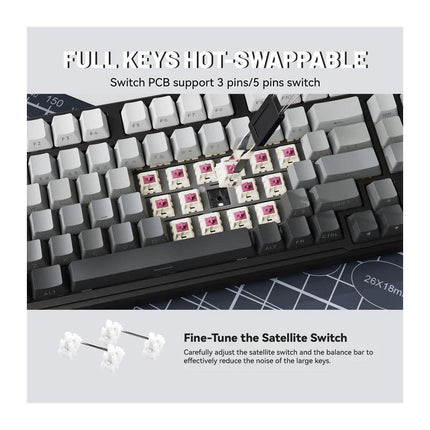 ATTACK SHARK X98 Full-size Tri-Mode (Bluetooth & 2.4 G Wireless & Type-C Wired )Wireless Mechanical Keyboard
