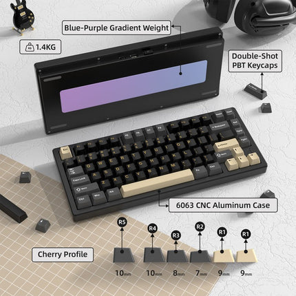 ATTACK SHARK X75 Tri-Mode (USB-C/2.4G /Bluetooth) 75% Wireless Gasket Mechanical Full Aluminum Gaming Keyboard