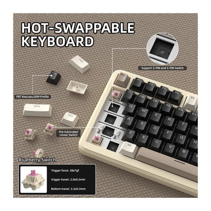 ATTACK SHARK X85PRO Tri-Mode (USB-C/2.4G /Bluetooth) 75% Wireless Gasket Mechanical Gaming Keyboard