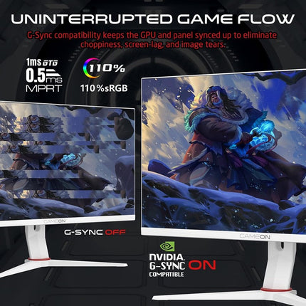 GAMEON GOA24FHD360IPS Artic Pro Series 24" FHD, 360Hz, 0.5ms, HDMI 2.1, Fast IPS Gaming Monitor (Support PS5)