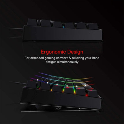 Redragon SURARA K582 RGB Wired Mechanical Gaming Keyboard (Quiet-Red Switches) - Black