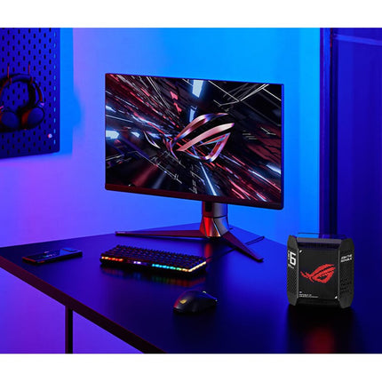 Asus ROG Rapture GT6 Tri-Band Wi-Fi 6 Gaming Mesh Wi-Fi System, 2.5 Gbps Port, Triple-Level Game Acceleration, UNII 4 RGB Gaming Router - Black