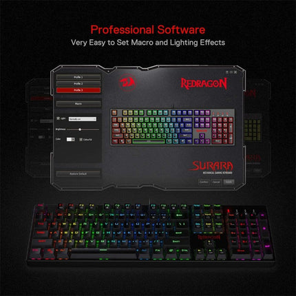 Redragon SURARA K582 RGB Wired Mechanical Gaming Keyboard (Quiet-Red Switches) - Black