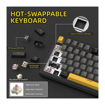 ATTACK SHARK X85PRO Tri-Mode (USB-C/2.4G /Bluetooth) 75% Wireless Gasket Mechanical Gaming Keyboard