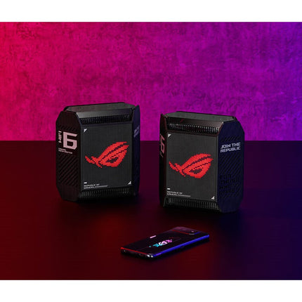 Asus ROG Rapture GT6 Tri-Band Wi-Fi 6 Gaming Mesh Wi-Fi System, 2.5 Gbps Port, Triple-Level Game Acceleration, UNII 4 RGB Gaming Router - Black