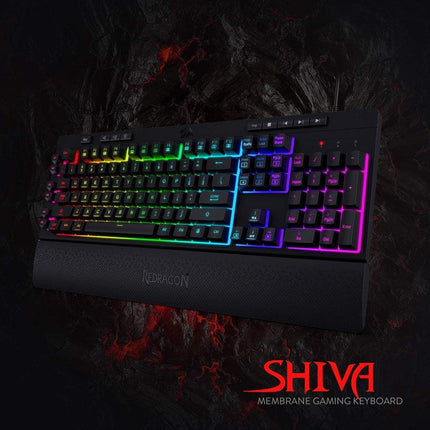 Redragon K512 Shiva RGB Backlit Membrane Wired Gaming Keyboard with Multimedia Keys - (English Layout)