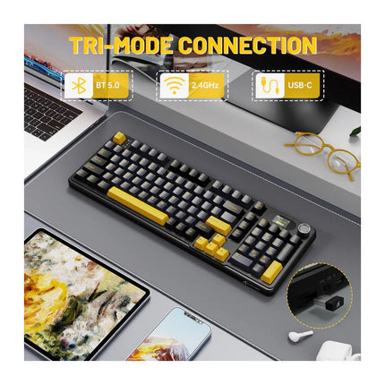 ATTACK SHARK X98PRO Tri-Mode (USB-C/2.4G Wireless/Bluetooth) 99% Wireless Mechanical Gaming Keyboard with 1.5" LED Matrix Screen & Knob