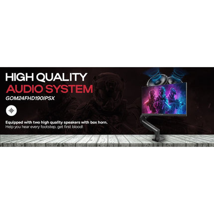 GAMEON GOM24FHD190IPSX Midnight Pro X Series 24" FHD, 190 Hz, MPRT 0.5 ms, Fast IPS Gaming Monitor (Support PS5) with Stand - Black