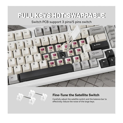 ATTACK SHARK X98 Full-size Tri-Mode (Bluetooth & 2.4 G Wireless & Type-C Wired )Wireless Mechanical Keyboard