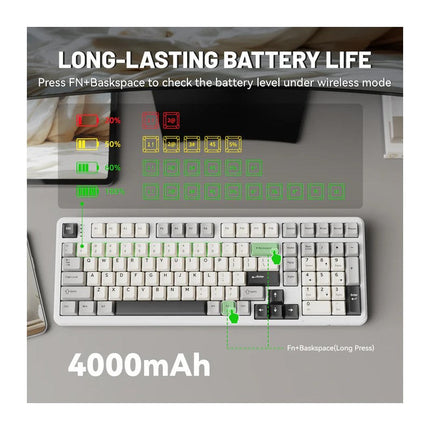 ATTACK SHARK X98 Full-size Tri-Mode (Bluetooth & 2.4 G Wireless & Type-C Wired )Wireless Mechanical Keyboard