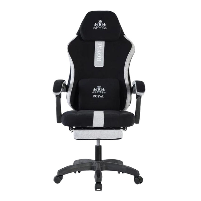 Royal Gaming Chair with Footrest Leather - Black