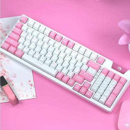 MARVO KG972W EN-BL+WH Wired & Wireless Mode Gasket Mechanical Gaming Keyboard with Detachable USB Type-C Cable - Pink