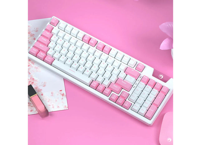 MARVO KG972W EN-BL+WH Wired & Wireless Mode Gasket Mechanical Gaming Keyboard with Detachable USB Type-C Cable - Pink