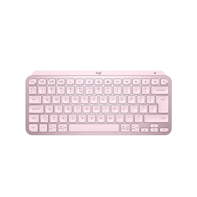 Logitech MX Keys Mini Minimalist Wireless Illuminated Keyboard, Bluetooth / USB-C Connector, 10 M Range - Rose Pink