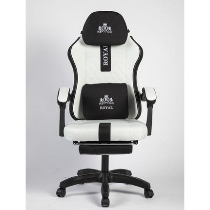 Royal Gaming Chair with Footrest Leather - White