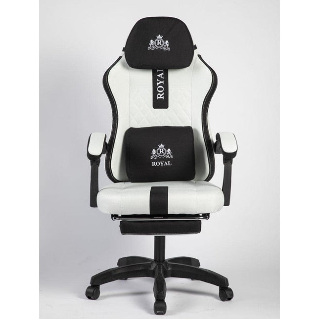 Royal Gaming Chair with Footrest Leather - White