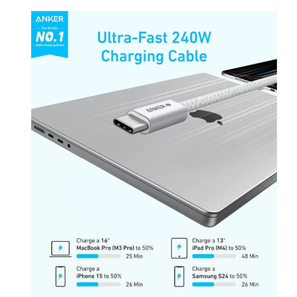 Anker Zolo USB-C to USB-C Cable 240 W Braided, White