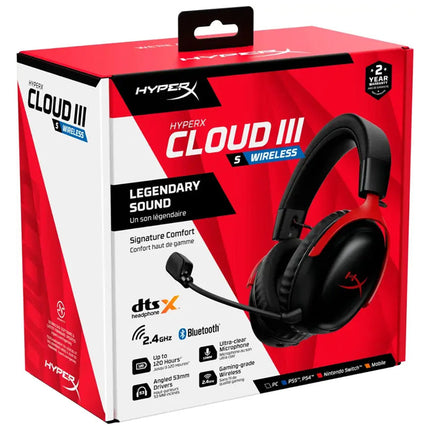 HyperX Cloud III S Wireless / Bluetooth Gaming Headset for PC, Mac, PS4/PS5, Mobile, Switch - Black/Red
