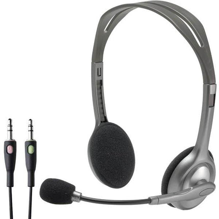 Logitech H110 Wired On Ear Headphones With Mic, Stereo With Noise-Cancelling, 3.5mm Dual Audio Jack