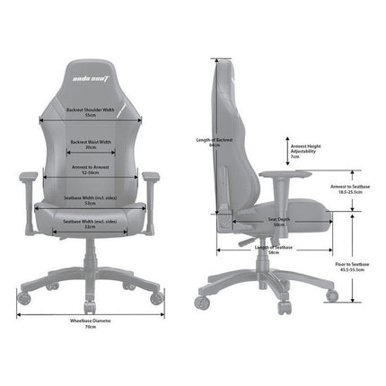 Andaseat Luna Series Gaming Chair Large - Grey