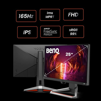 BenQ MOBIUZ EX2510S Gaming Monitor, Black, FreeSync Premium, Flicker-Free, Built-In Speakers, EX2510S