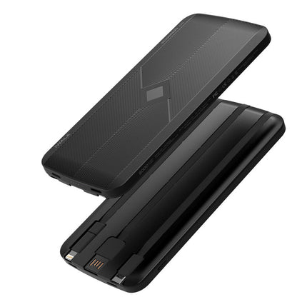 iWalk Scorpion Air 8000mAh Portable Power Bank With Wireless Charging & In-Built Cables - Black