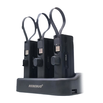 Rebenuo 5000 mAh x 3, Power Bank Station, with Type-C and Lightning Cable