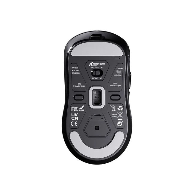 ATTACK SHARK X3 Tri-Mode (Bluetooth/2.4G /Wired) Wireless Gaming Mouse PAW3395 Superlight - Black