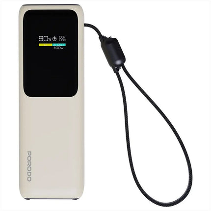 Porodo 20,000mAh Power Bank, 100W PD, with Built-In Type-C Cable