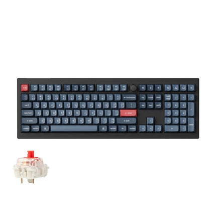Keychron V6 Max 100% RGB Backlight Swappable Fully Assembled Knob, QMK/VIA Wireless Mechanical Gaming Keyboard (Gateron Jupiter Red Switch) - Carbon Black - English/Arabic Keyboard