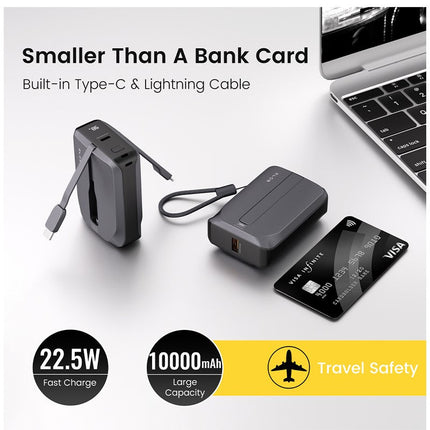 ZLOS TINY10C 10000 mAh Portable Mini Power Bank with Built-in Cables (2 Years Warranty)
