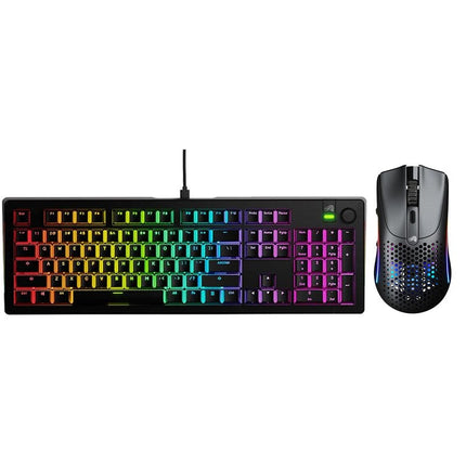 Glorious GMMK 3 100% Prebuilt Wired Mechanical Gaming Keyboard - Black, US Layout + Glorious Model O2 Mini Wireless Gaming Mouse - Matte Black