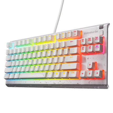 SteelSeries Apex 3 TKL Water Resistant Quiet Wired RGB Quiet Mechanical Gaming Keyboard - White (US Layout)