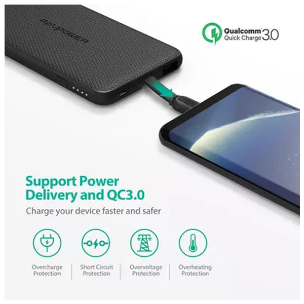 RAVPower RP-PB160 5000mAh Type-C Cable Power Bank - Black
