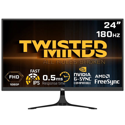Twisted Minds 24" FHD FAST IPS, 180Hz, 0.5ms, HDMI 2.0 Gaming Monitor - Black with Twisted Minds Monitor Arm