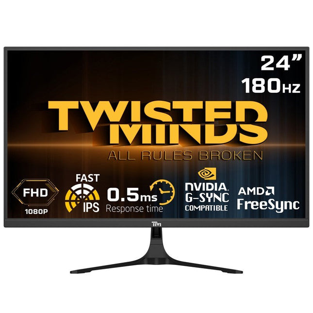 Twisted Minds 24" FHD FAST IPS, 180Hz, 0.5ms, HDMI 2.0 Gaming Monitor - Black with Twisted Minds Monitor Arm